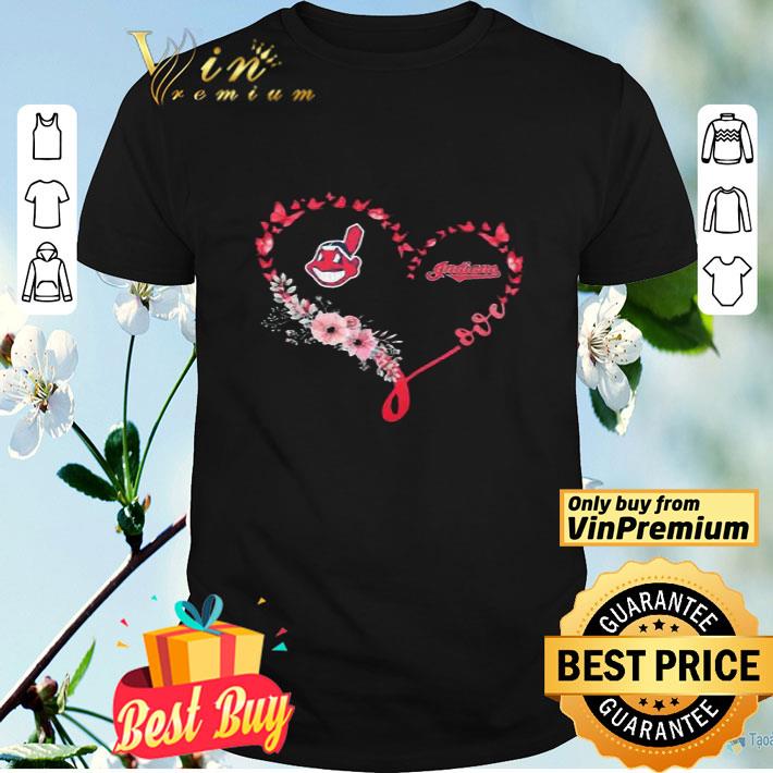 Butterfly Love Cleveland Indians Flowers Heart shirt