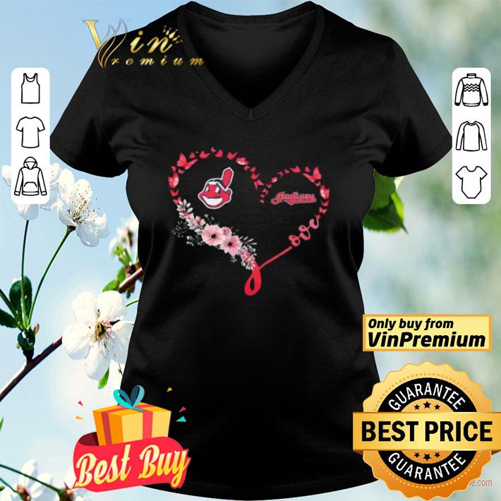 Butterfly Love Cleveland Indians Flowers Heart shirt