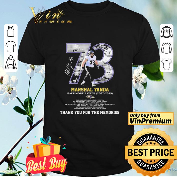 73 marshal yanda baltimore ravens 2007 2019 thank you for the memories signature shirt