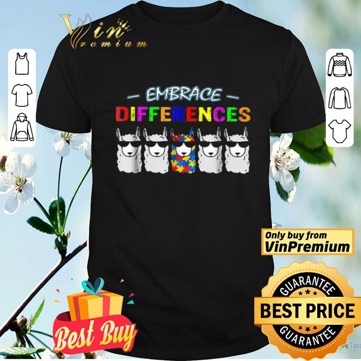 Autism Awareness Embrace Differences Llama shirt