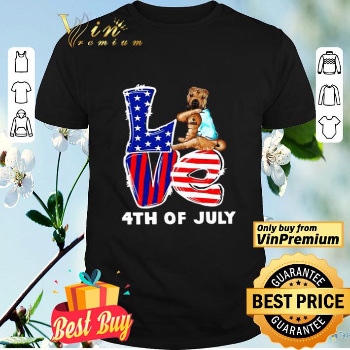 Shar Pei Dog Tattoo I Love USA 4th Of July shirt