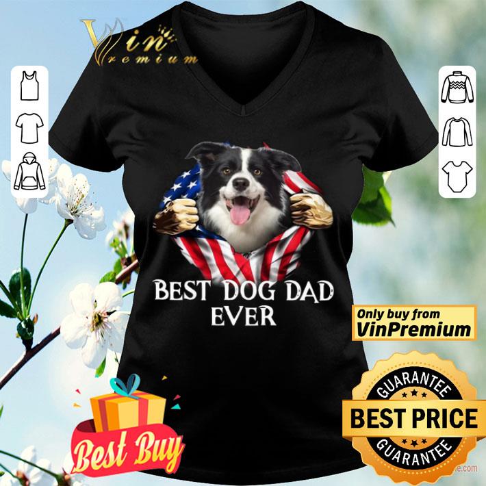 Blood Inside Me Border Collie Dog American Flag Best Dog Dad Ever shirt