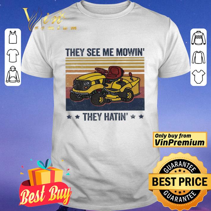 Farmer they see me mowin they hatin stars vintage retro shirt