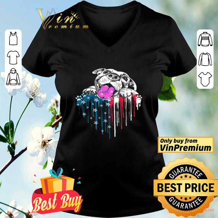 Pitbull Heart Watercolor American Happy 4th Of July shirt