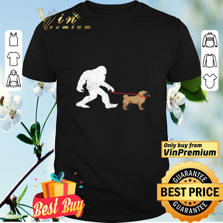 Bigfoot Walking Pug Dog shirt