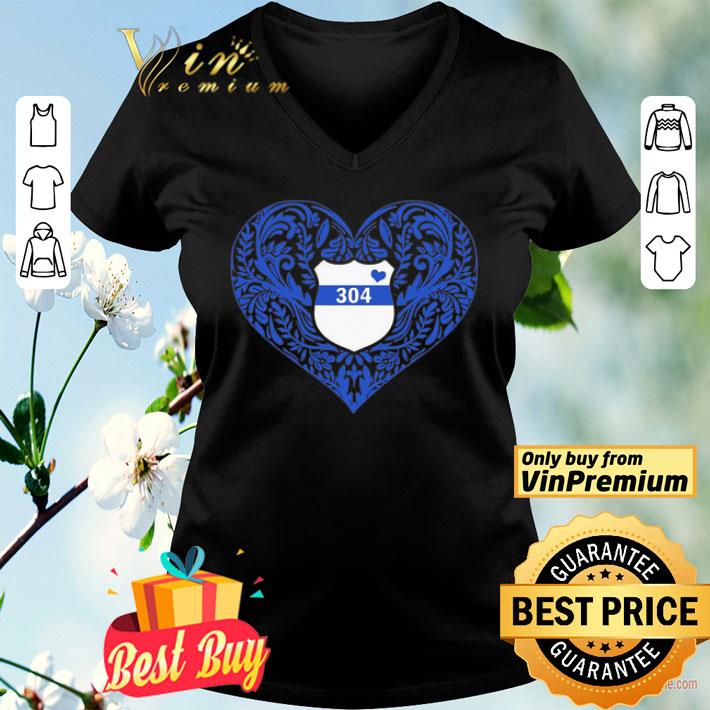 Thin Blue Line Police Badge Pattern Heart Personalized shirt