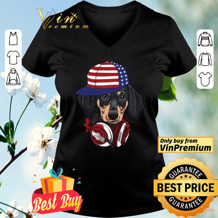 4 Of July Dachshund Listening Music shirt