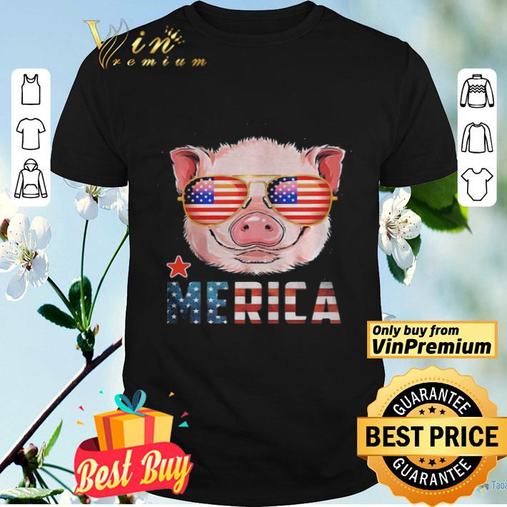 Pig Cute Merica American Flag Star shirt