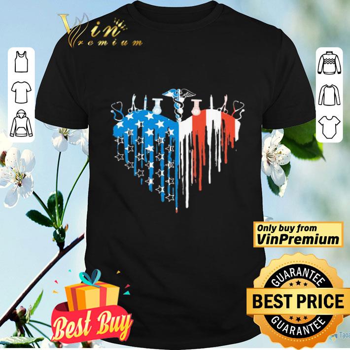 Nurse heart American Flag shirt