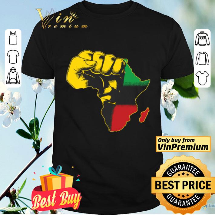 The Fist Raise Africa Map Pan-African flag shirt