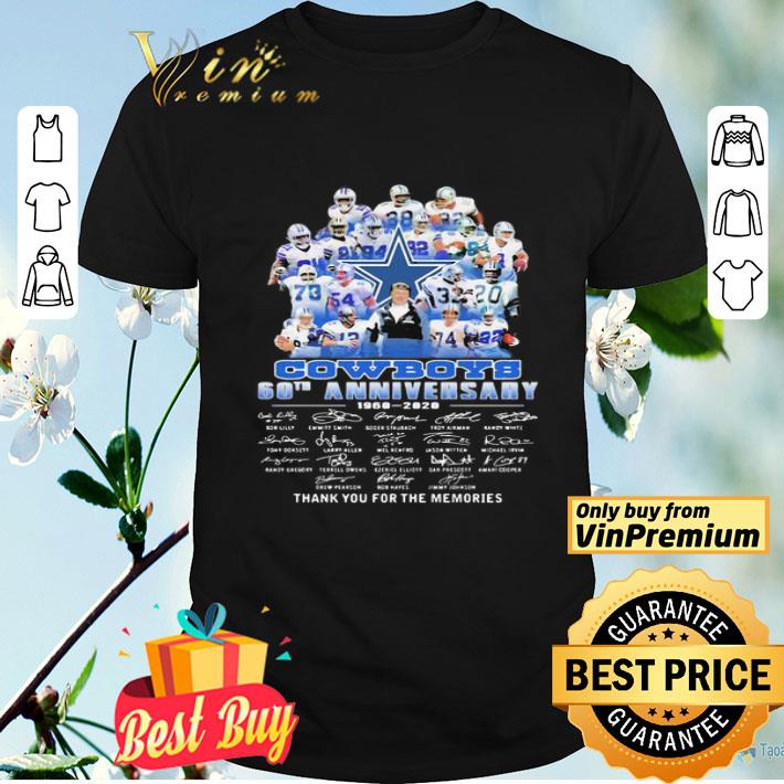 Dallas cowboys football 60th anniversary 1960 2020 thank you for the memories signatures shirt