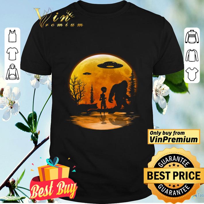 Bigfoot Alien Dog UFO Orange Moon shirt