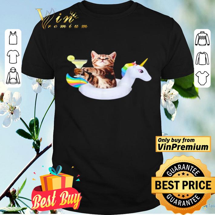 Summer Kitty With Margarita and Unicorn Float Funny Cat shirt