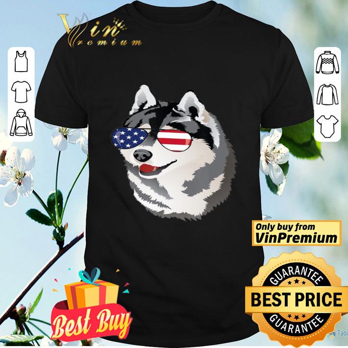 Siberian Husky American Flag Sunglasses July 4Th shirt