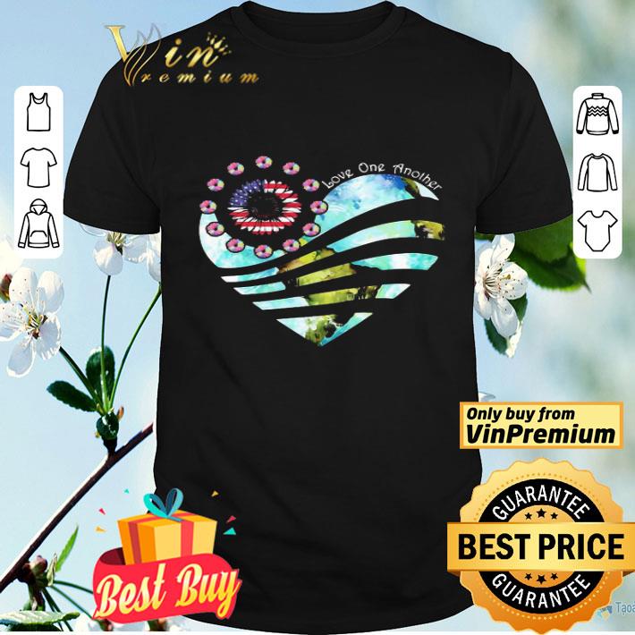Independence day sunflower heart earth love one another shirt