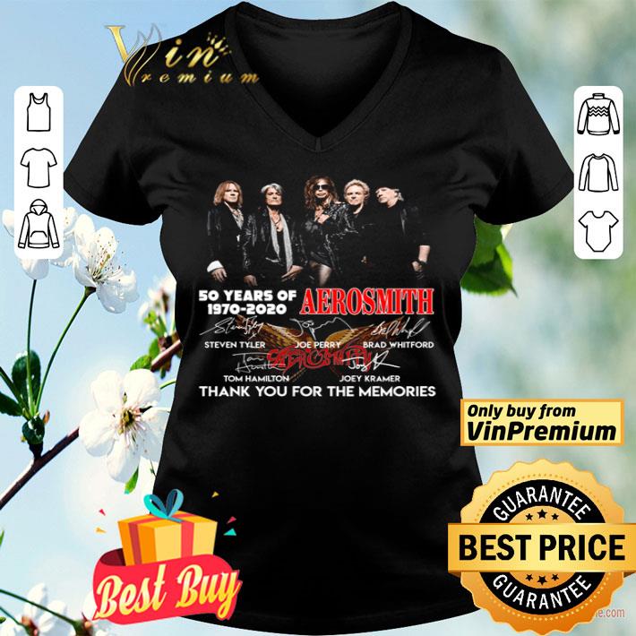 Aerosmith 50 years of 1970-2020 signatures thank you for the memories shirt