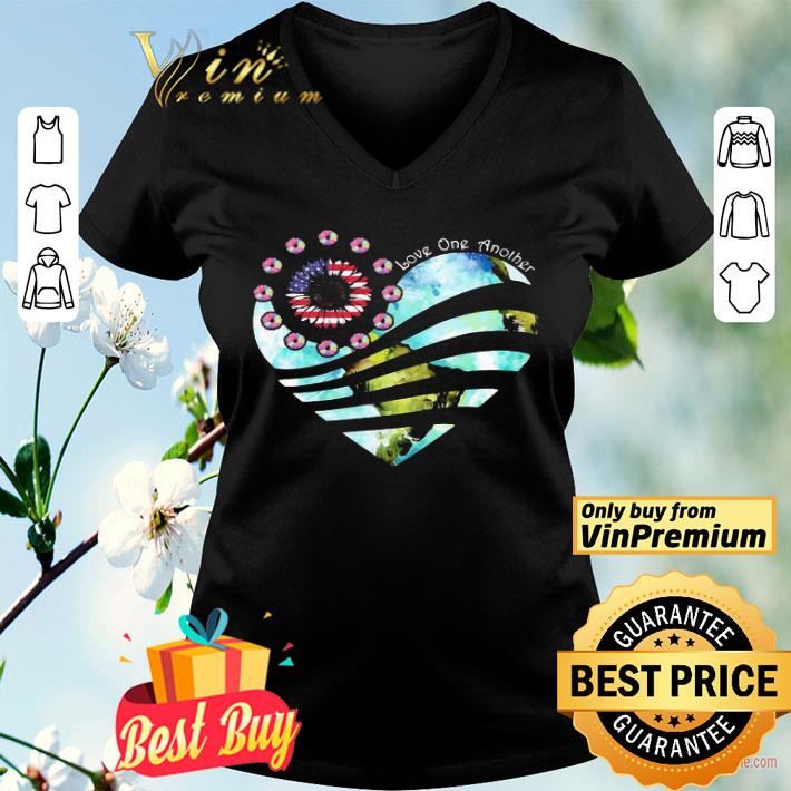 Independence day sunflower heart earth love one another shirt