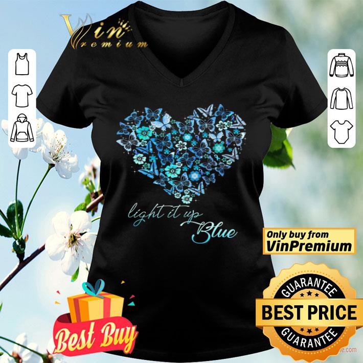 Autism Awareness Heart Butterfly Light It Up Blue shirt