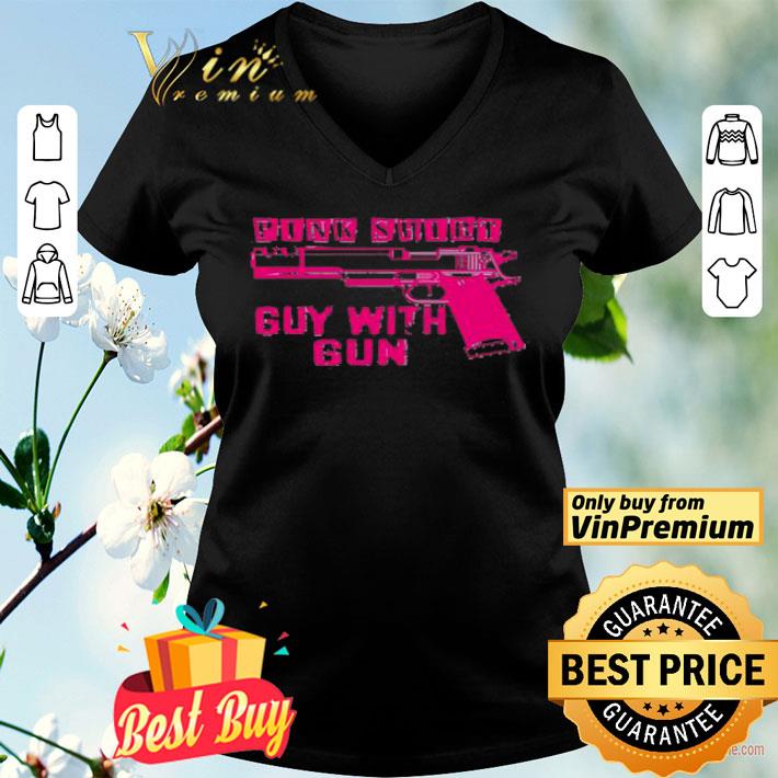 Pink shirt gun guy with gun shirt