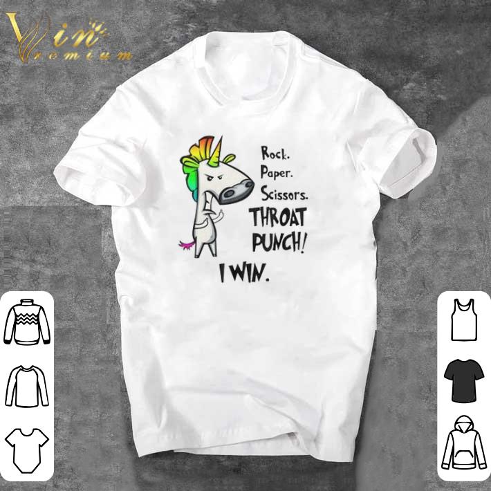 Awesome Rock Paper Scissors Throat Punch I Win Unicorn shirt