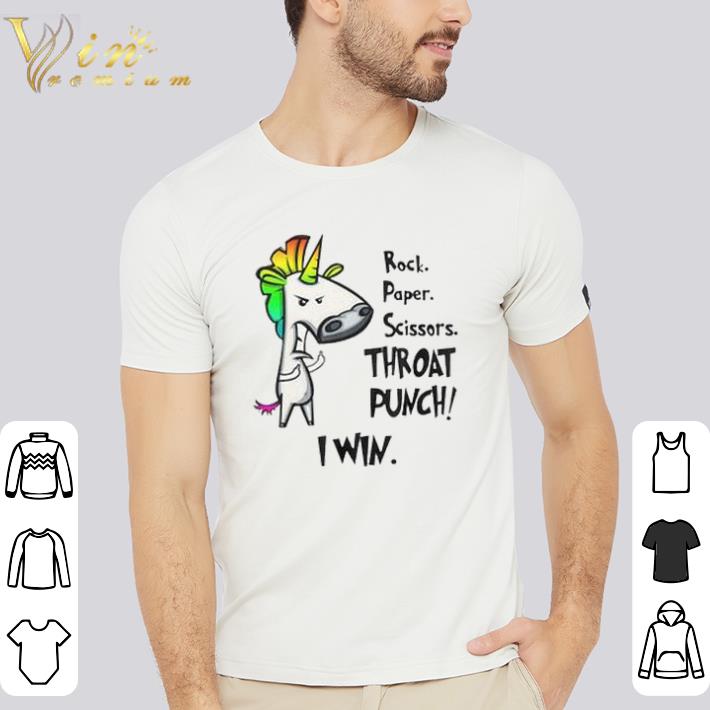 Awesome Rock Paper Scissors Throat Punch I Win Unicorn shirt