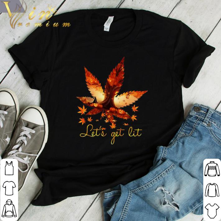 Awesome Weed Pumpkin Halloween Let's Get Lit shirt