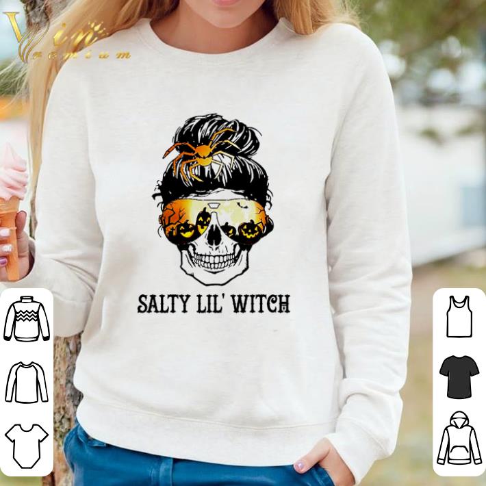 ee88c071 awesome halloween skull salty lil witch shirt 4 - Awesome Halloween Skull salty lil’ witch shirt