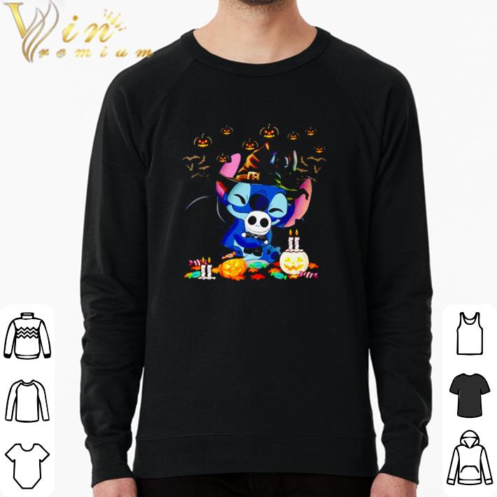 08ae1021 official stitch hug baby jack skellington halloween shirt 4 - Official Stitch hug baby Jack Skellington Halloween shirt