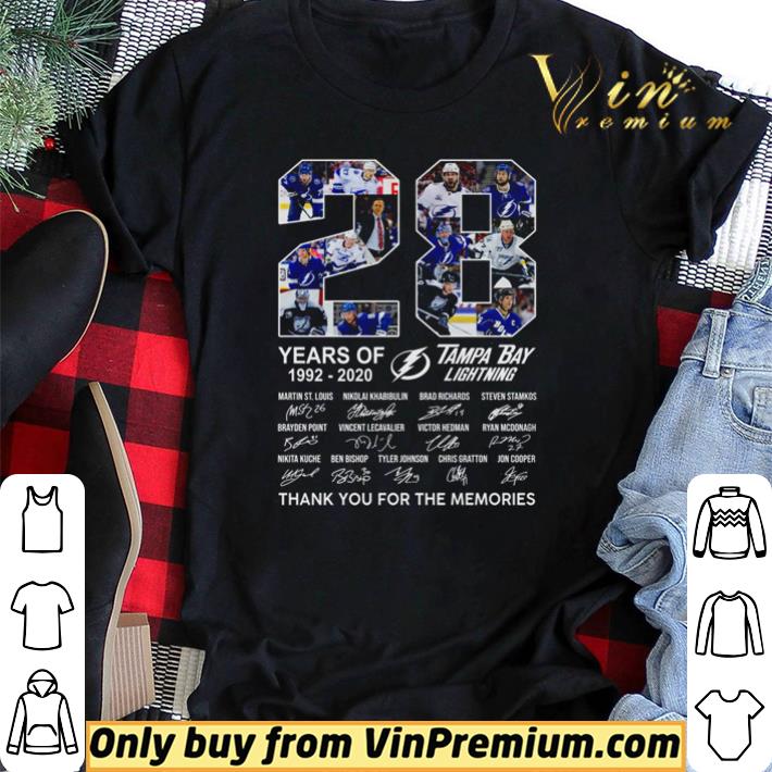 Funny 28 years of Tampa Bay Lightning 1992 2020 thank you for the memories shirt