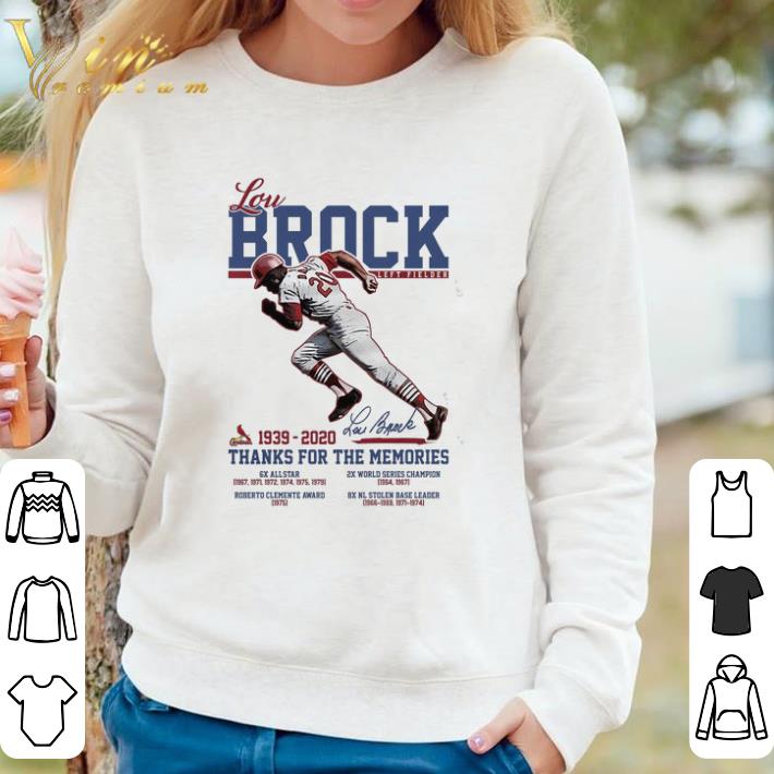 2ae3fb38 premium lou brock left fielder 1939 2020 signature thank you for the memories shirt 4 - Premium Lou Brock Left Fielder 1939 2020 Signature Thank You For The Memories shirt