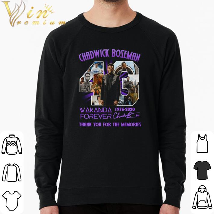 Awesome Chadwick Boseman Wakanda Forever 43 year of 1976 2020 thank you for the memories shirt 6b587a53 awesome chadwick boseman wakanda forever 43 year of 1976 2020 thank you for the memories shirt 4 - Awesome Chadwick Boseman Wakanda Forever 43 year of 1976 2020 thank you for the memories shirt
