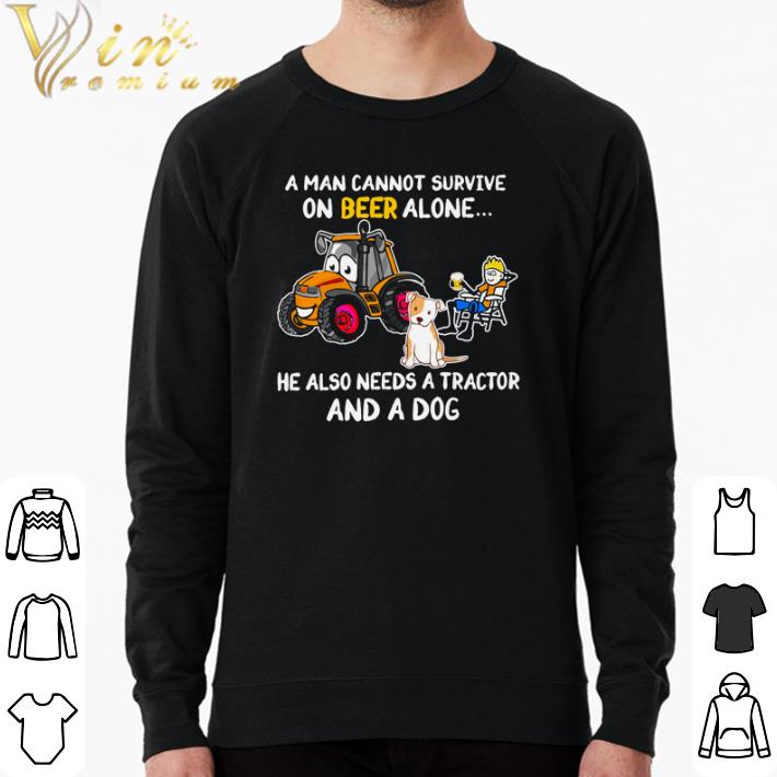 8489a740 premium a man cannot survive on beer alone he also needs a traction and a dog shirt 4 - Premium A man cannot survive on beer alone he also needs a traction and a dog shirt
