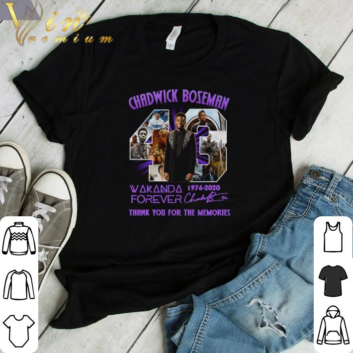 Awesome Chadwick Boseman Wakanda Forever 43 year of 1976 2020 thank you for the memories shirt