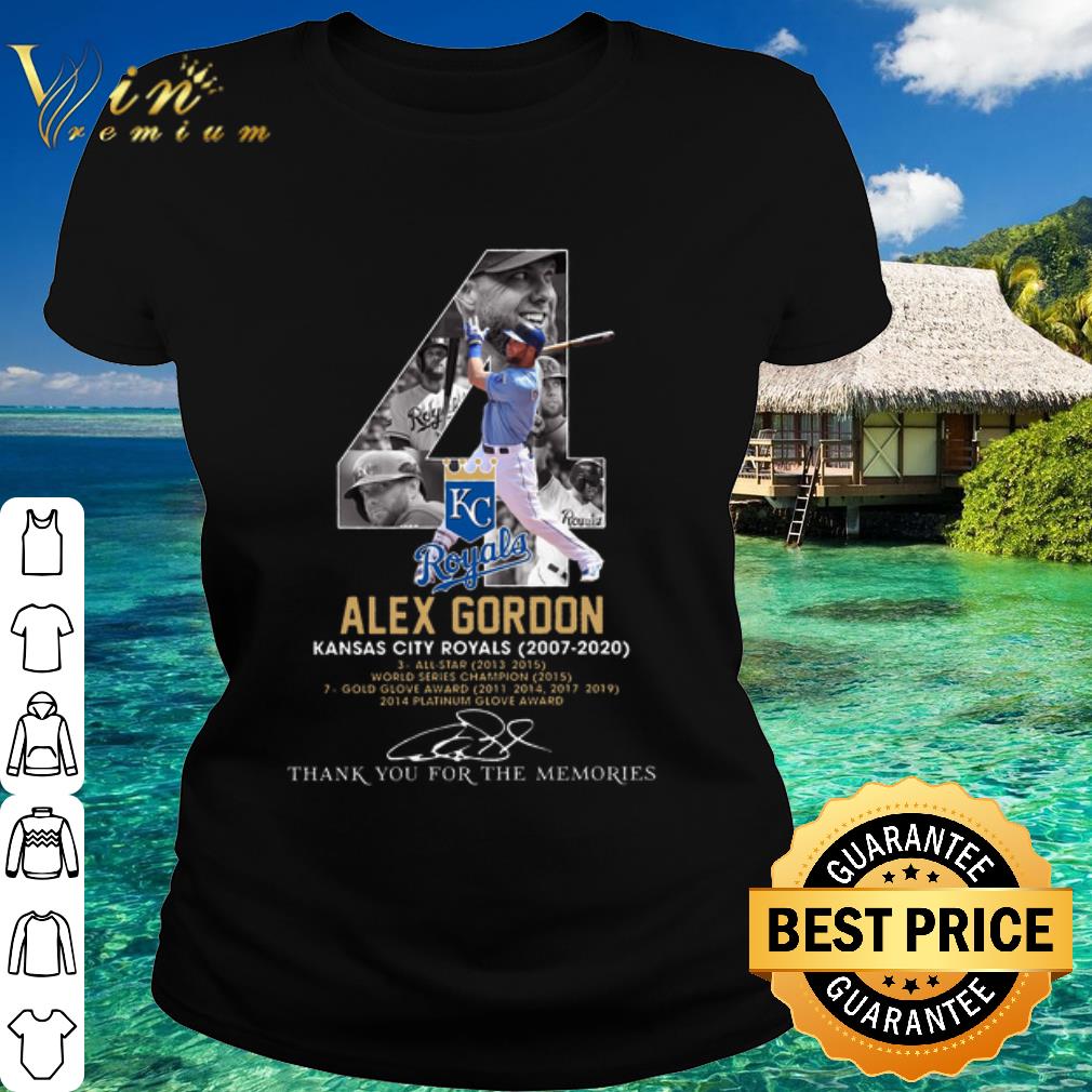 Official Alex gordon kansas city royals 2007 2020 thank you for the memories shirt