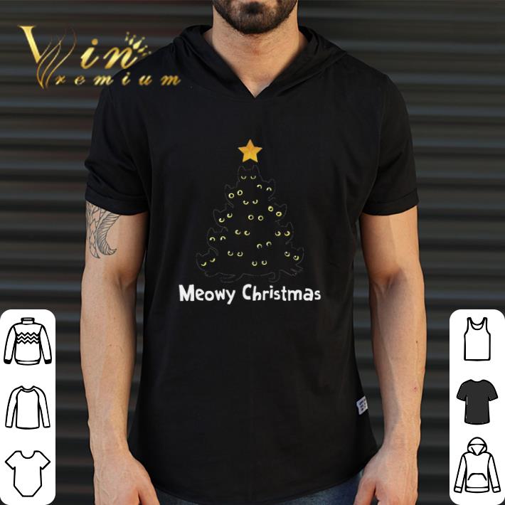 Awesome Black Meowy Tree Merry Chrismas shirt