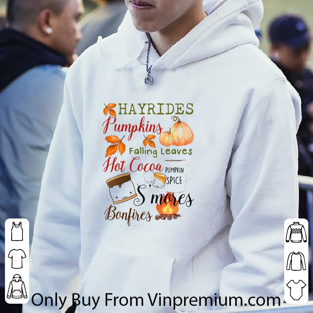 2a0c5b96 premium hayrides pumpkins falling leaves hot cocoa s mores bonfires shirt 4 - Premium Hayrides Pumpkins Falling Leaves Hot Cocoa S’mores Bonfires shirt