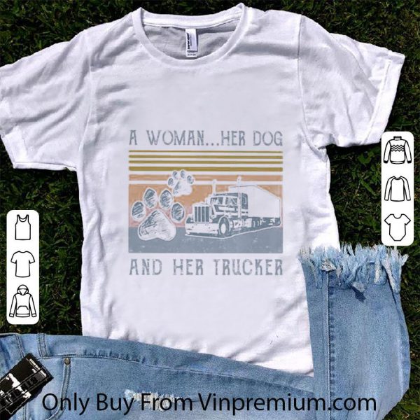 Premium Vintage A Woman Her Dog Paw And Her Trucker Retro shirt