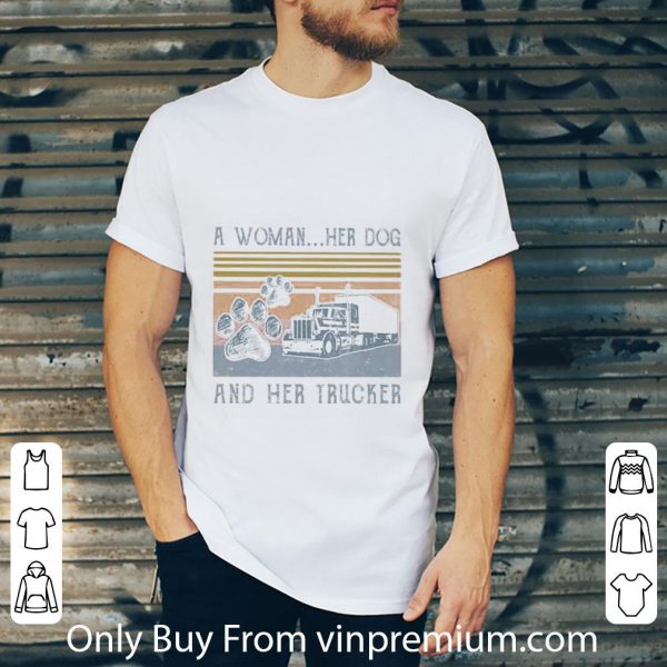 Premium Vintage A Woman Her Dog Paw And Her Trucker Retro shirt