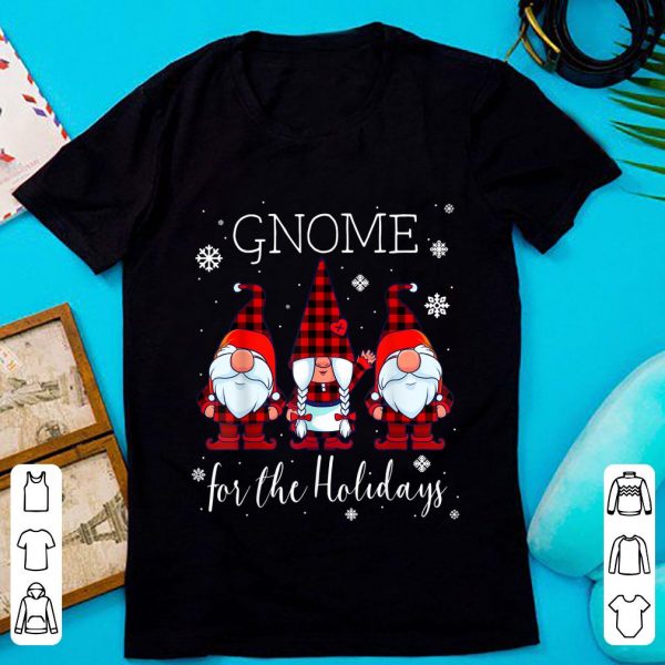 Official Gnome for the Holidays Buffalo Plaid 3 Gnomes Christmas shirt