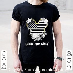 Premium Mickey Mouse Back The Gray American Flag Independence Day Flowers shirt 1