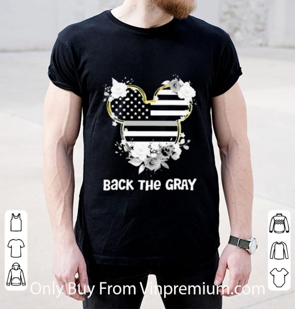 Premium Mickey Mouse Back The Gray American Flag Independence Day Flowers shirt