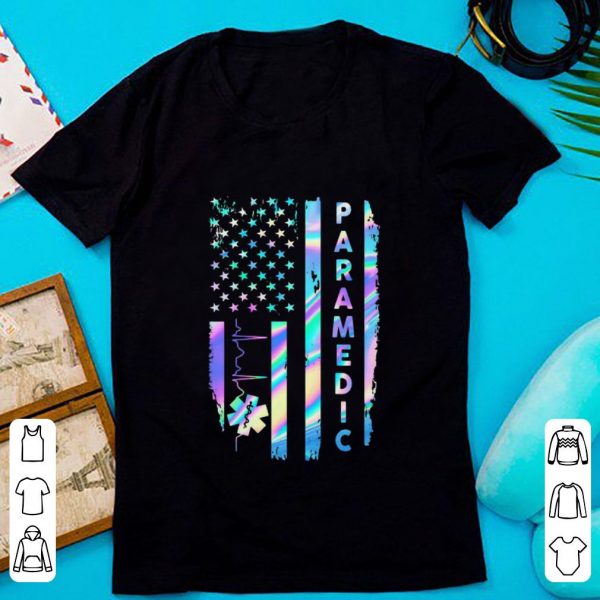 Nice Paramedic Emt American Flag Thin Blue Line shirt