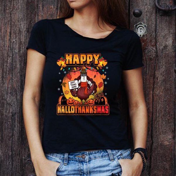 Top Thanksgiving Christmas Happy Hallothanksmas Llama Turkey shirt