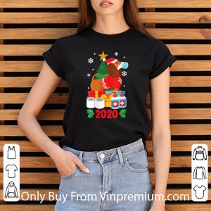 Hot Dachshund Face Mask Christmas Pajama shirt 2