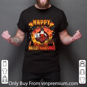 Top Thanksgiving Christmas Happy Hallothanksmas Llama Turkey shirt 2