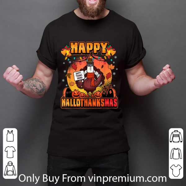Top Thanksgiving Christmas Happy Hallothanksmas Llama Turkey shirt