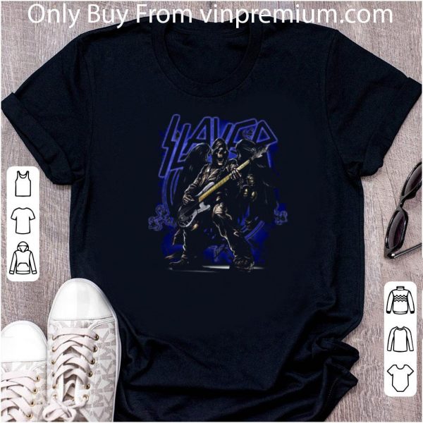 Hot Slayer Band Skeleton Wings Playing Guitar shirt