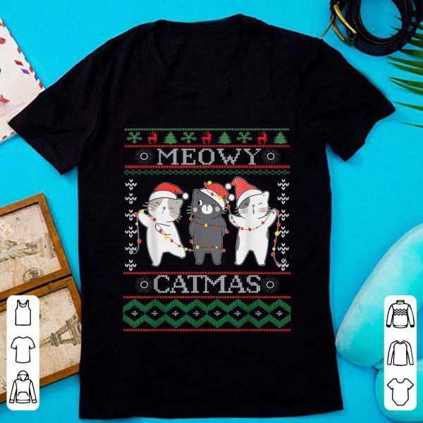 Pretty Cat Matching Family Pajamas Meowy Ugly Christmas shirt