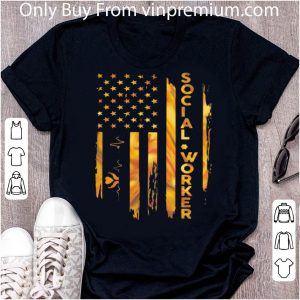 Nice Social Worker And American Flag Heartbeat shirt 1