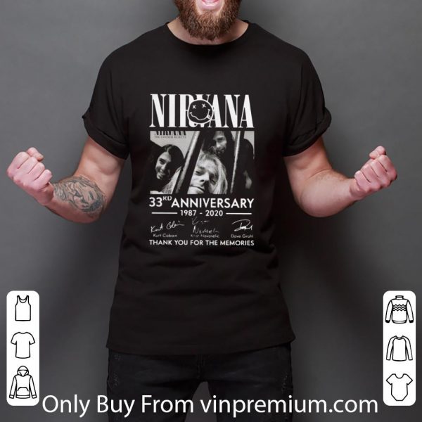 Pretty The Nirvana 33rd Anniversary 1987 2020 Thank You For The Memories Signatures shirt